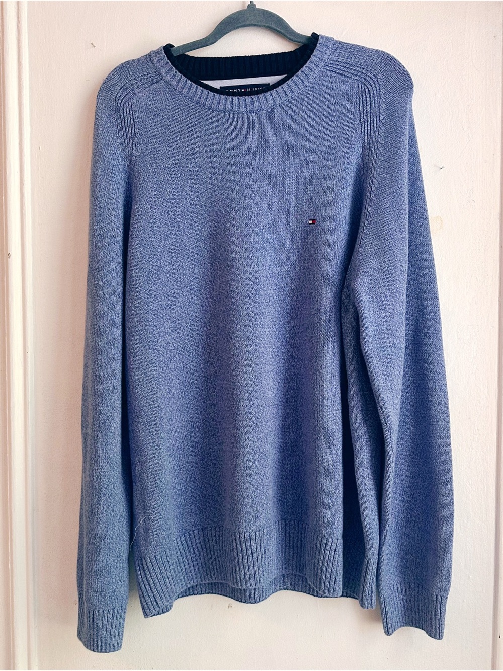 Vintage y2k Tommy Hilfiger 100% cotton crew neck sweater men’s XL layered collar